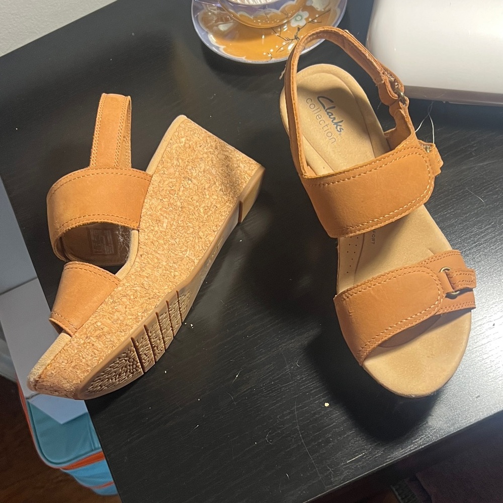 Clarks Women's Brown Wedge Sandals
